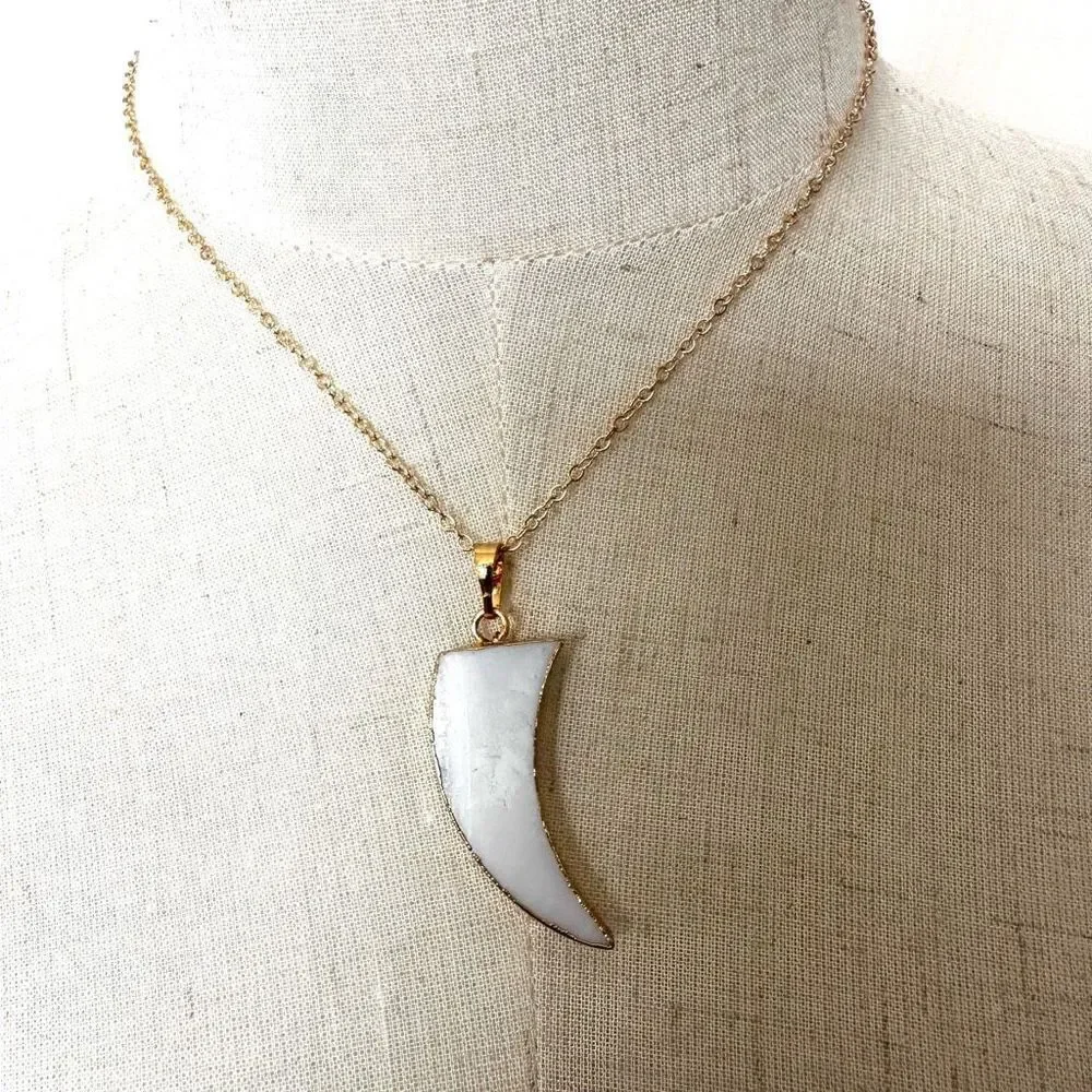 Abalone tusk pendant necklace